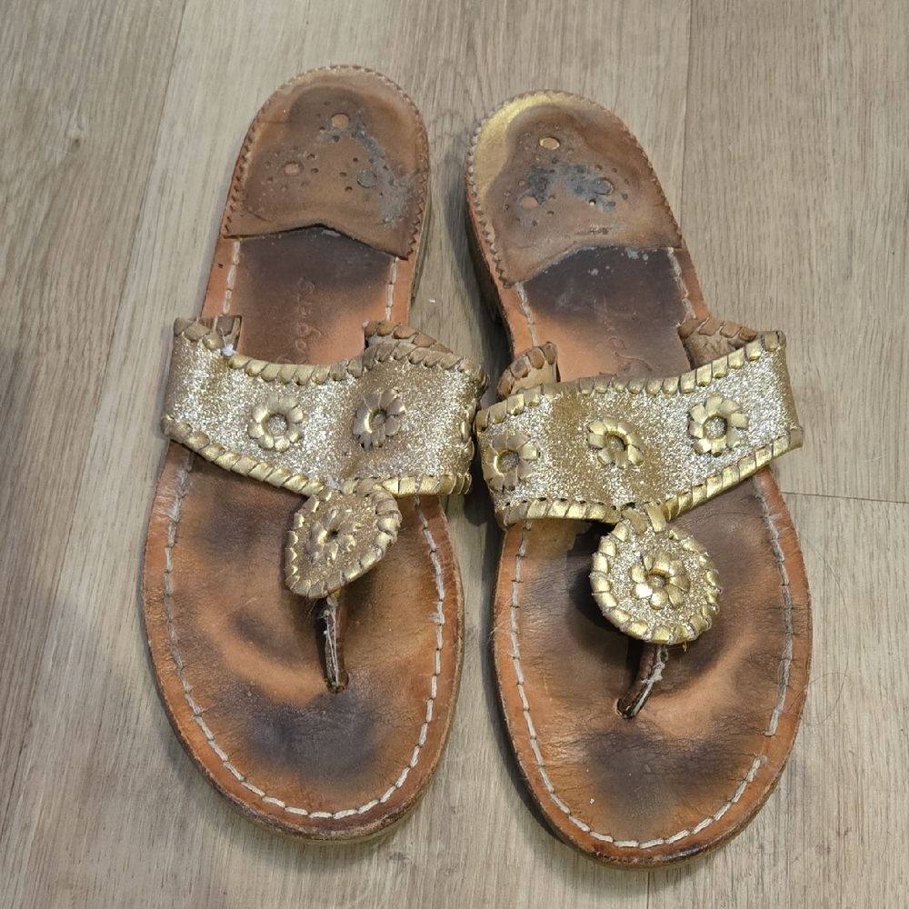 Jack Rogers Gold Leather Sandals
